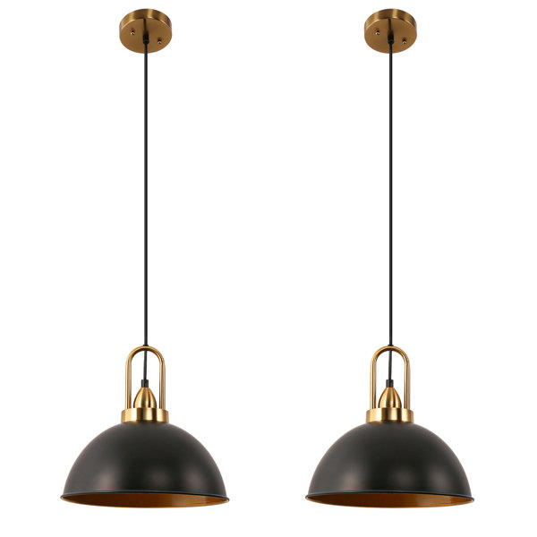 17 Stories 12 In. 1Light Matte Black Farmhouse Pendant Light, Vintage